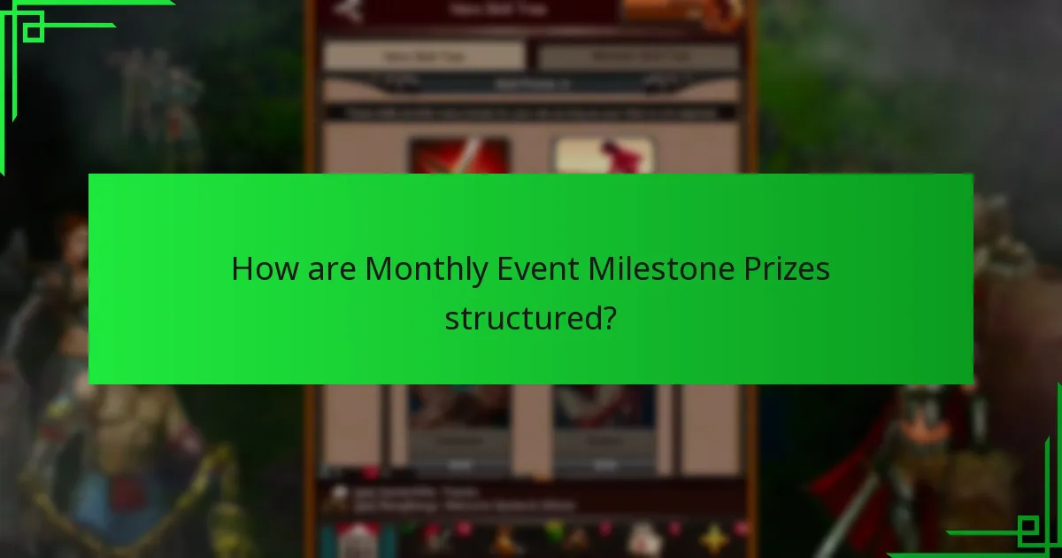 How are Monthly Event Milestone Prizes structured?