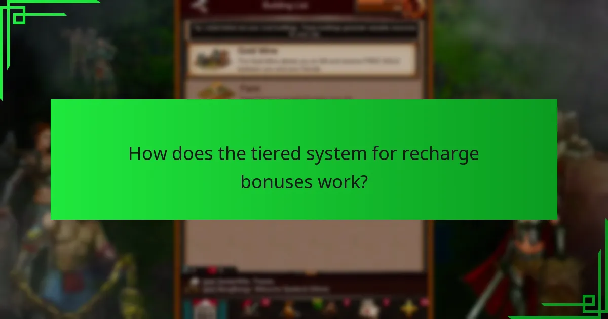 How does the tiered system for recharge bonuses work?