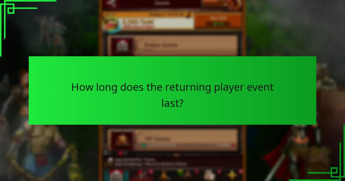 How long does the returning player event last?