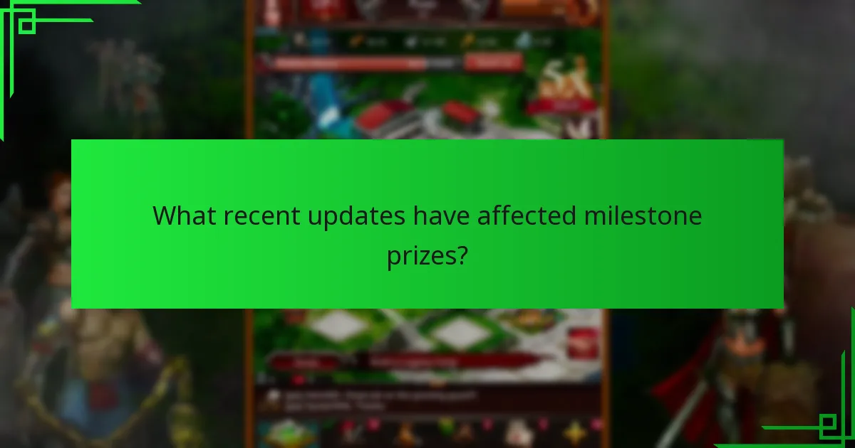 What recent updates have affected Milestone Prizes?